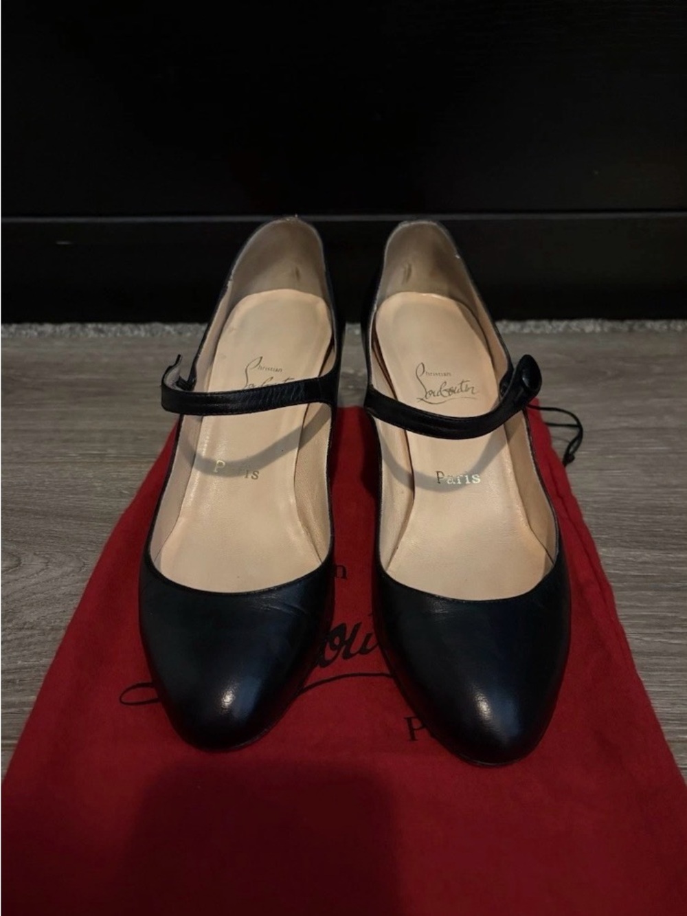 Christian Louboutin Black Leather Mary Jane Pumps size 40